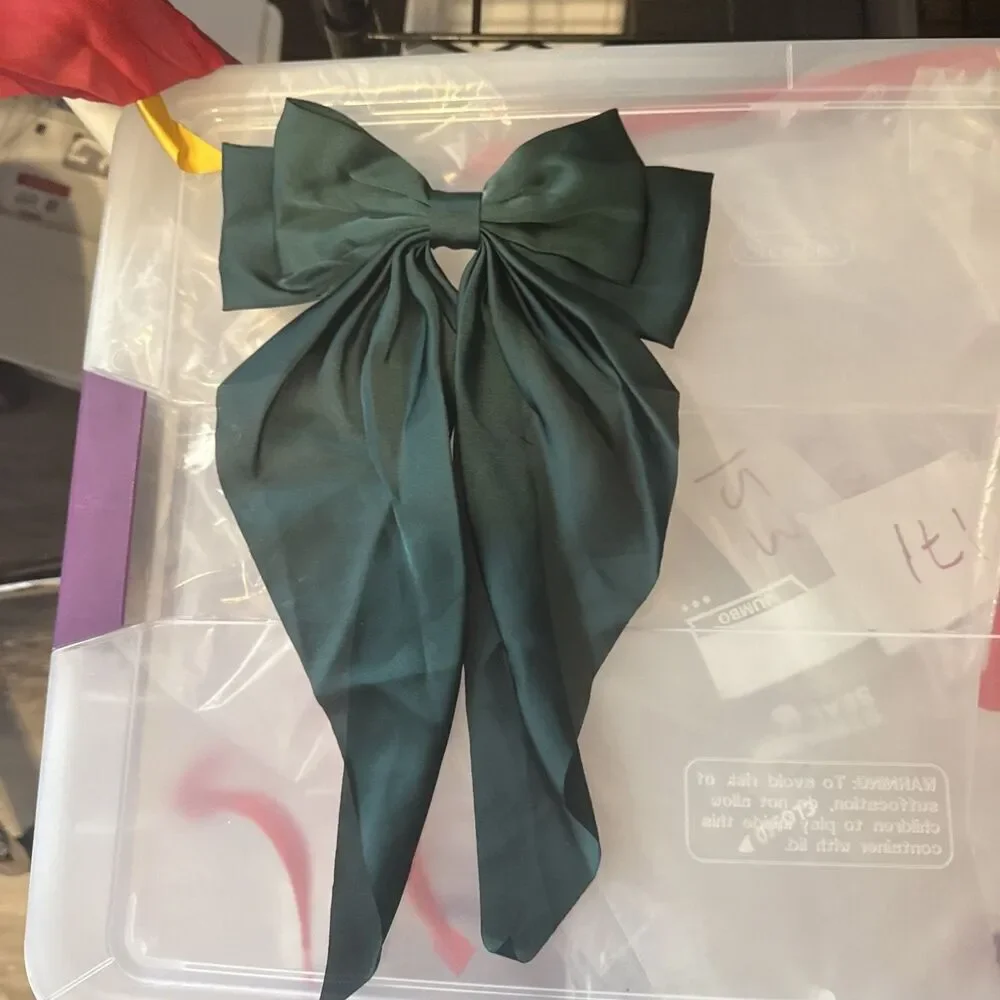 Satin Hair Bow Barrette Lot Of 5